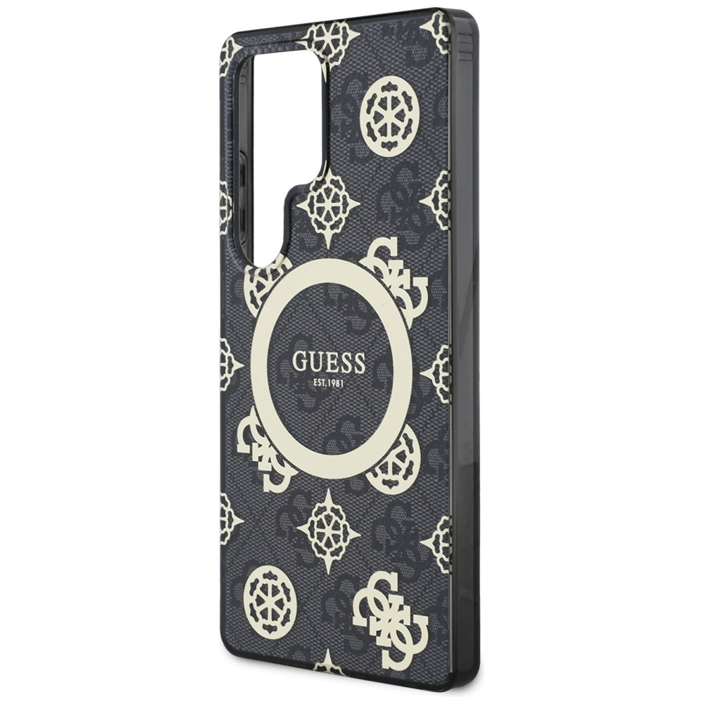 Funda MagSafe para Samsung Galaxy S25 Ultra S938, Guess, IML Peony On 4G Background, Negra