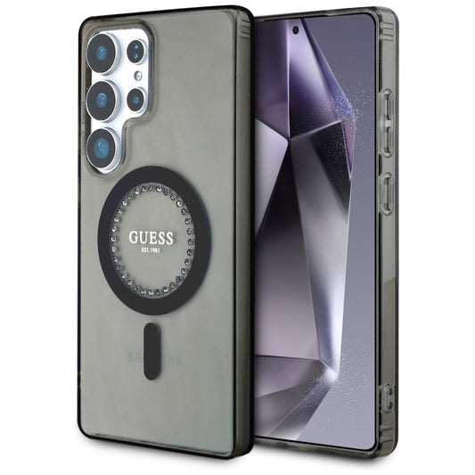 MagSafe Case for Samsung Galaxy S25 Ultra S938, Guess, IML Rhinestone, Black