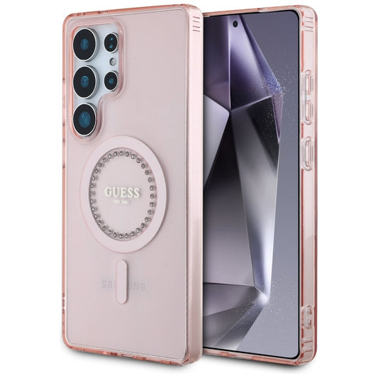 Funda MagSafe para Samsung Galaxy S25 Ultra S938, Guess, IML Rhinestone, Rosa