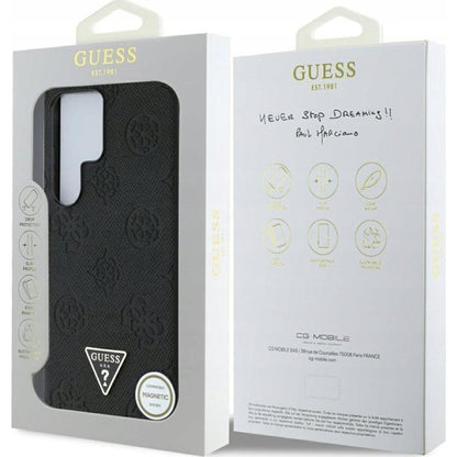 Funda MagSafe para Samsung Galaxy S25 Ultra S938, Guess, Peony Grained Hot Stamp Triangle, Marrón