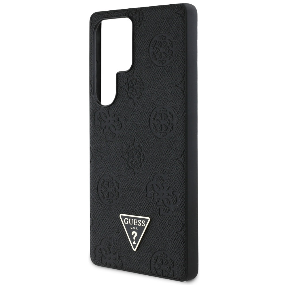 Funda MagSafe para Samsung Galaxy S25 Ultra S938, Guess, Peony Grained Hot Stamp Triangle, Negra