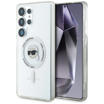 Funda MagSafe para Samsung Galaxy S25 Ultra S938, Karl Lagerfeld, IML Karl's Head, Blanca.