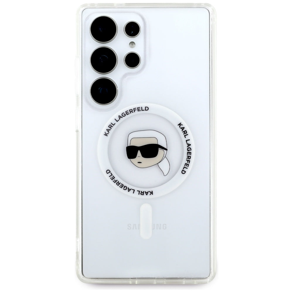 Funda MagSafe para Samsung Galaxy S25 Ultra S938, Karl Lagerfeld, IML Karl's Head, Blanca.