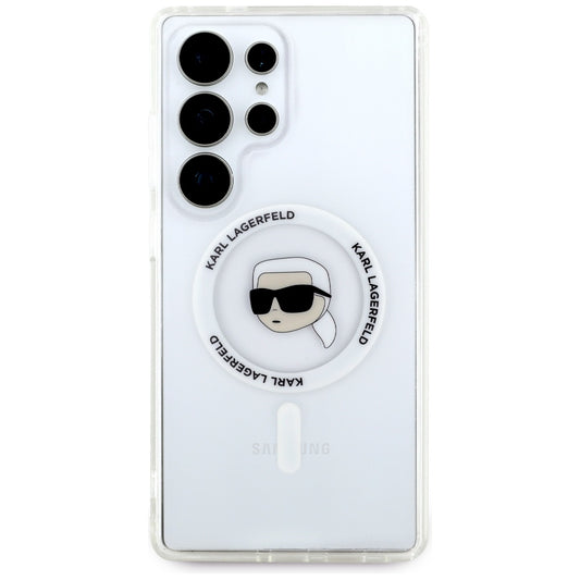 Funda MagSafe para Samsung Galaxy S25 Ultra S938, Karl Lagerfeld, IML Karl's Head, Blanca.