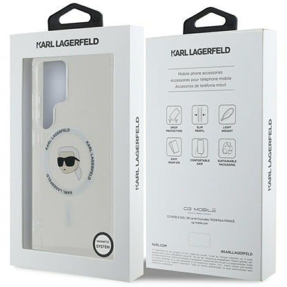 Funda MagSafe para Samsung Galaxy S25 Ultra S938, Karl Lagerfeld, IML Karl's Head, Blanca.