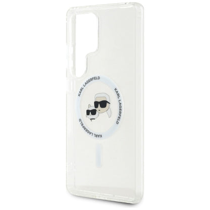 MagSafe Case for Samsung Galaxy S25 Ultra S938, Karl Lagerfeld, IML Metal Karl & Choupette's Heads, White