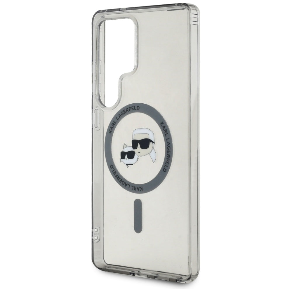Funda MagSafe para Samsung Galaxy S25 Ultra S938, Karl Lagerfeld, IML Metal Karl & Choupette's Heads, Negra