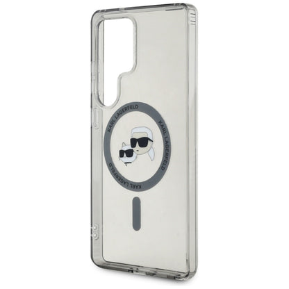 Funda MagSafe para Samsung Galaxy S25 Ultra S938, Karl Lagerfeld, IML Metal Karl & Choupette's Heads, Negra