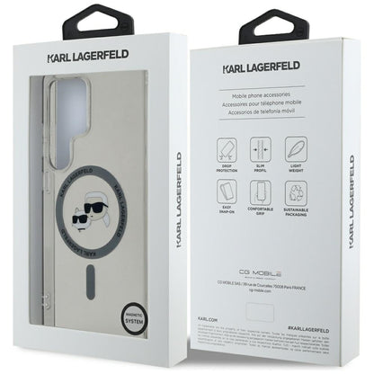 Funda MagSafe para Samsung Galaxy S25 Ultra S938, Karl Lagerfeld, IML Metal Karl & Choupette's Heads, Negra