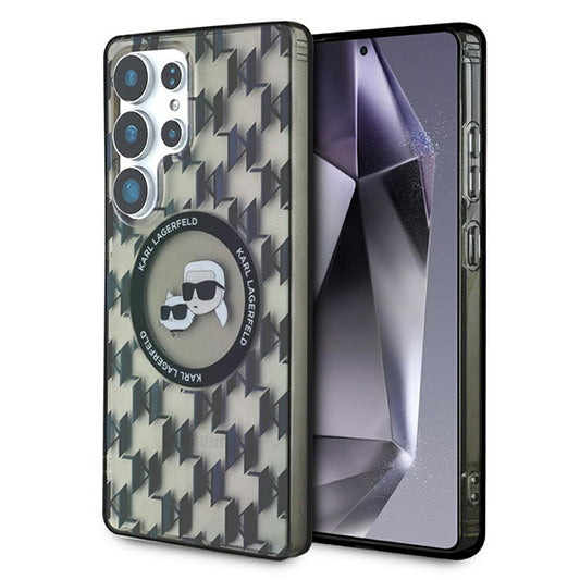 Funda MagSafe para Samsung Galaxy S25 Ultra S938, Karl Lagerfeld, IML Monogram Karl & Choupette's Heads, Negra.
