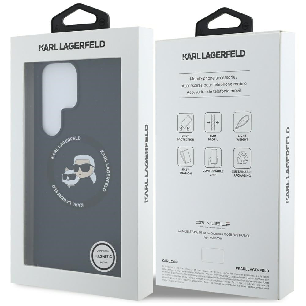 Funda MagSafe para Samsung Galaxy S25 Ultra S938, Karl Lagerfeld, Silicone Double Heads, Negra