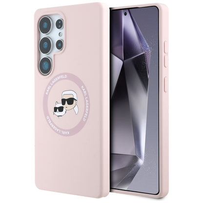 Funda MagSafe para Samsung Galaxy S25 Ultra S938, Karl Lagerfeld, Silicone Double Heads, Rosa