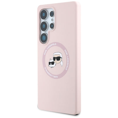 Funda MagSafe para Samsung Galaxy S25 Ultra S938, Karl Lagerfeld, Silicone Double Heads, Rosa