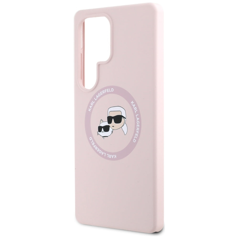 Funda MagSafe para Samsung Galaxy S25 Ultra S938, Karl Lagerfeld, Silicone Double Heads, Rosa