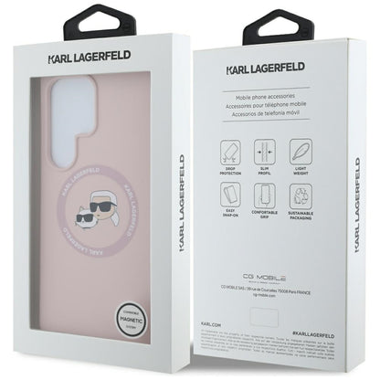 Funda MagSafe para Samsung Galaxy S25 Ultra S938, Karl Lagerfeld, Silicone Double Heads, Rosa