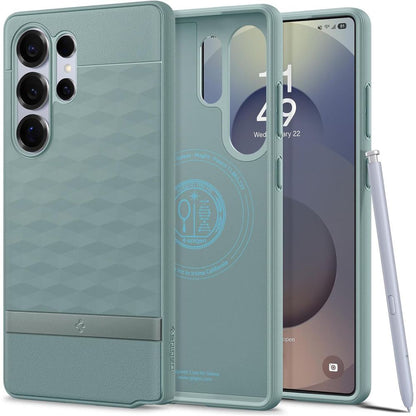 MagSafe Case for Samsung Galaxy S25 Ultra S938, Spigen, Caseology Parallax, Green ACS09053