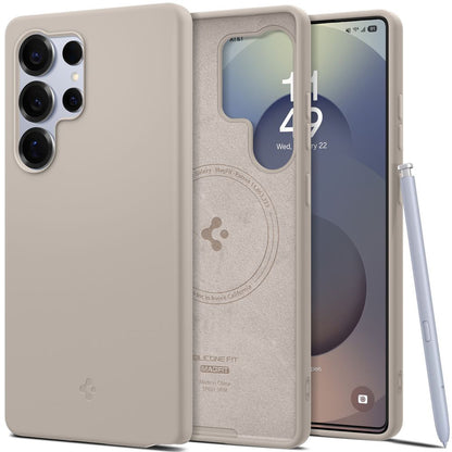 Funda MagSafe para Samsung Galaxy S25 Ultra S938, Spigen, Silicone Fit, Beige