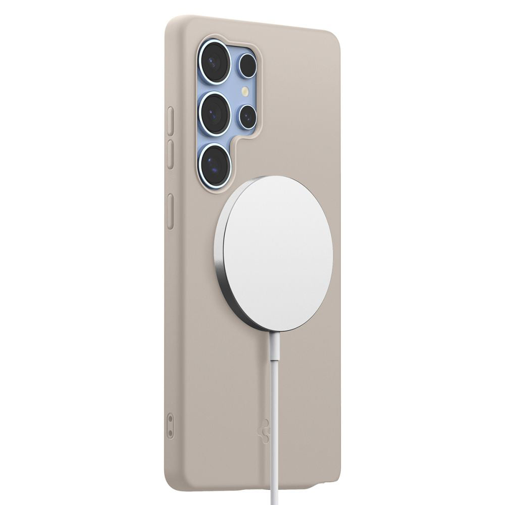 Funda MagSafe para Samsung Galaxy S25 Ultra S938, Spigen, Silicone Fit, Beige