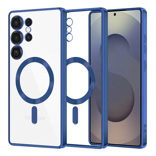 Funda MagSafe para Samsung Galaxy S25 Ultra S938, Techsuit, Luxury Crystal, Azul Oscuro