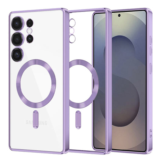 Funda MagSafe para Samsung Galaxy S25 Ultra S938, Techsuit, Luxury Crystal, Morado Claro