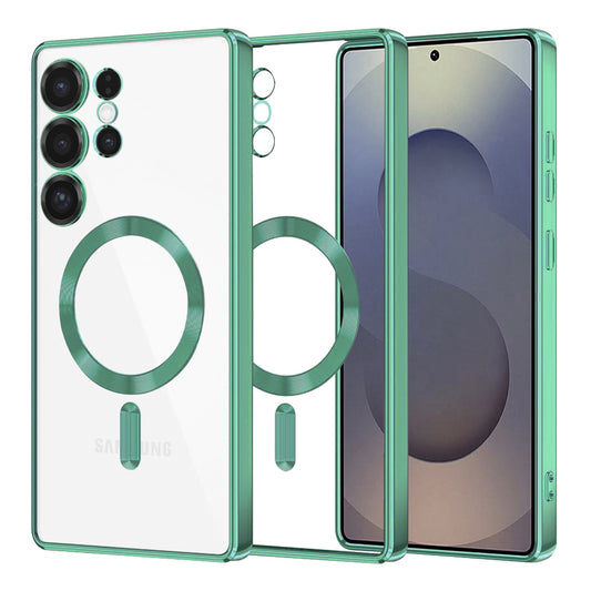 Funda MagSafe para Samsung Galaxy S25 Ultra S938, Techsuit, Luxury Crystal, Verde Claro
