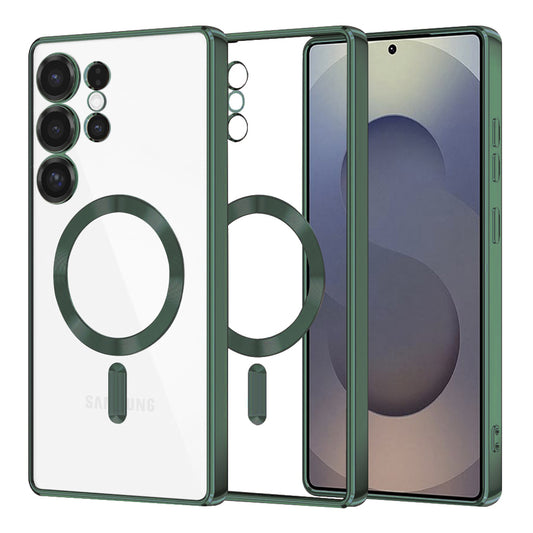 Funda MagSafe para Samsung Galaxy S25 Ultra S938, Techsuit, Luxury Crystal, Verde Oscuro