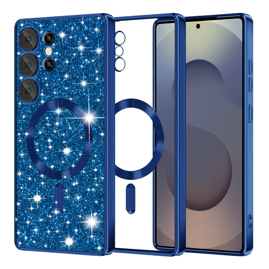Funda MagSafe para Samsung Galaxy S25 Ultra S938, Techsuit, Luxury Glitter, Azul Oscuro