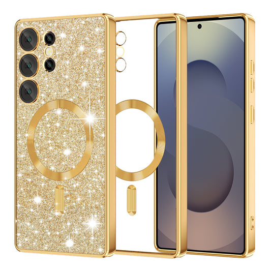 Funda MagSafe para Samsung Galaxy S25 Ultra S938, Techsuit, Luxury Glitter, Dorada