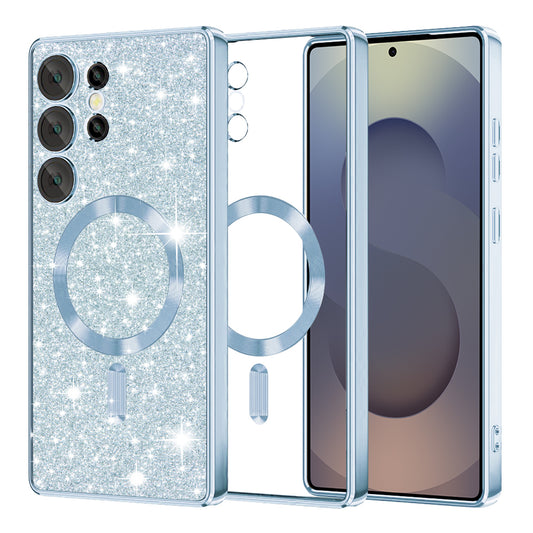 Funda MagSafe para Samsung Galaxy S25 Ultra S938, Techsuit, Luxury Glitter, Azul