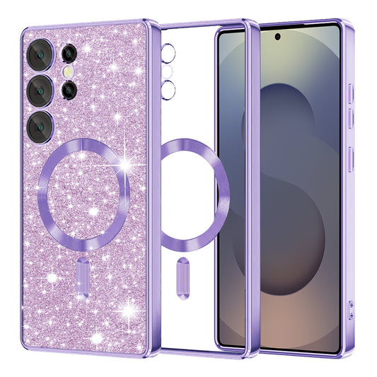 Funda MagSafe para Samsung Galaxy S25 Ultra S938, Techsuit, Luxury Glitter, Morado Claro