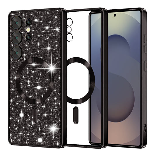 Funda MagSafe para Samsung Galaxy S25 Ultra S938, Techsuit, Luxury Glitter, Negra