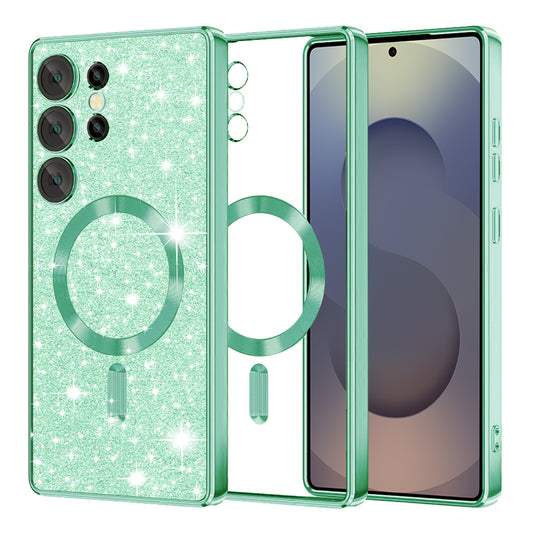 Funda MagSafe para Samsung Galaxy S25 Ultra S938, Techsuit, Luxury Glitter, Verde Claro