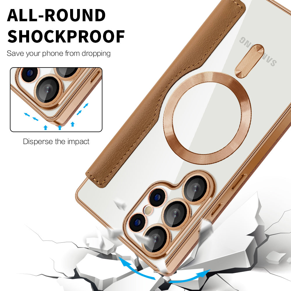 Funda MagSafe para Samsung Galaxy S25 Ultra S938, Techsuit, SmartMag Book, Marrón