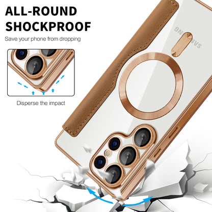 Funda MagSafe para Samsung Galaxy S25 Ultra S938, Techsuit, SmartMag Book, Marrón