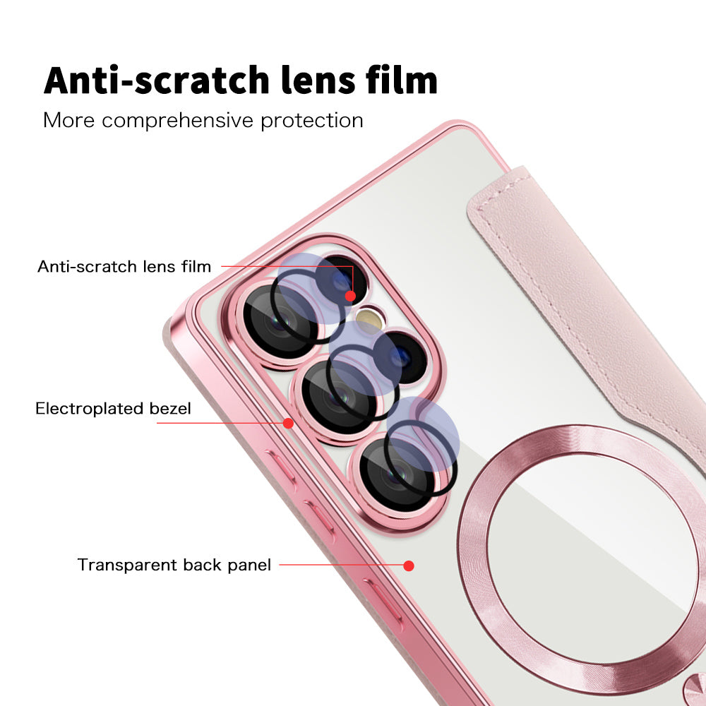 Funda MagSafe para Samsung Galaxy S25 Ultra S938, Techsuit, SmartMag Book, Rosa