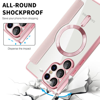 Funda MagSafe para Samsung Galaxy S25 Ultra S938, Techsuit, SmartMag Book, Rosa