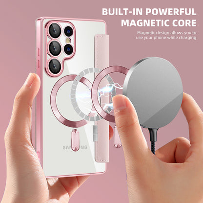 Funda MagSafe para Samsung Galaxy S25 Ultra S938, Techsuit, SmartMag Book, Rosa