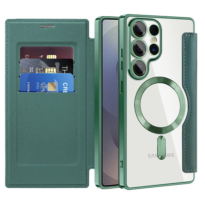 Funda MagSafe para Samsung Galaxy S25 Ultra S938, Techsuit, SmartMag Book, Verde