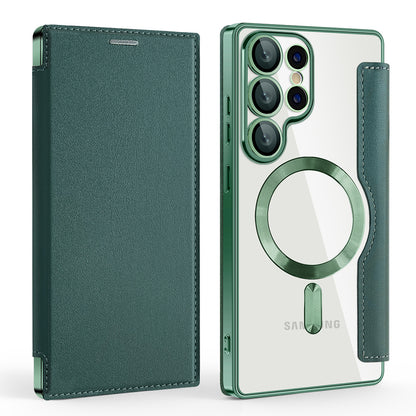 Funda MagSafe para Samsung Galaxy S25 Ultra S938, Techsuit, SmartMag Book, Verde
