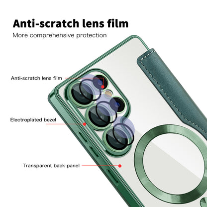 Funda MagSafe para Samsung Galaxy S25 Ultra S938, Techsuit, SmartMag Book, Verde