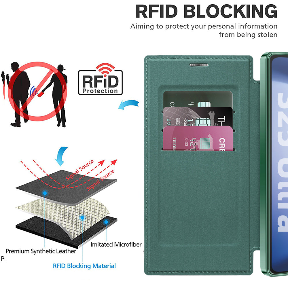 Funda MagSafe para Samsung Galaxy S25 Ultra S938, Techsuit, SmartMag Book, Verde