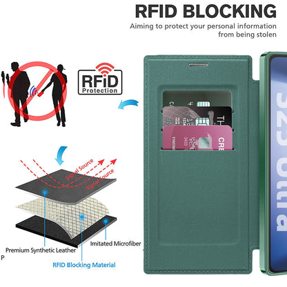 Funda MagSafe para Samsung Galaxy S25 Ultra S938, Techsuit, SmartMag Book, Verde