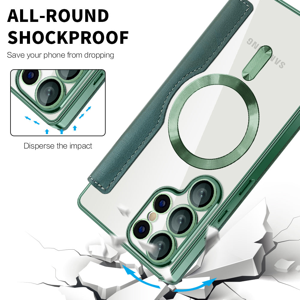 Funda MagSafe para Samsung Galaxy S25 Ultra S938, Techsuit, SmartMag Book, Verde