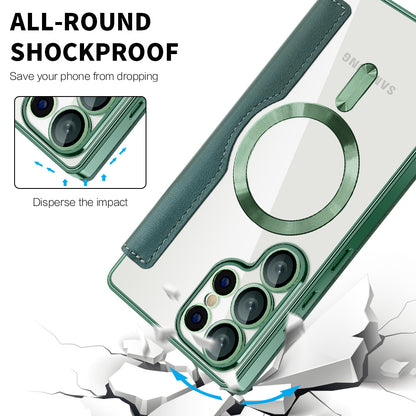 Funda MagSafe para Samsung Galaxy S25 Ultra S938, Techsuit, SmartMag Book, Verde