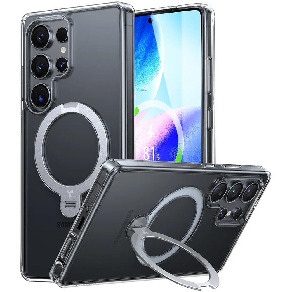 Funda MagSafe para Samsung Galaxy S25 Ultra S938, Torras, Ostand Spin, Transparente