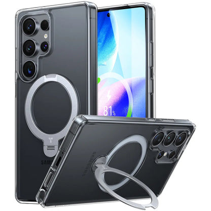 Funda MagSafe para Samsung Galaxy S25 Ultra S938, Torras, Ostand Spin, Transparente