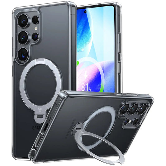Funda MagSafe para Samsung Galaxy S25 Ultra S938, Torras, Ostand Spin, Transparente