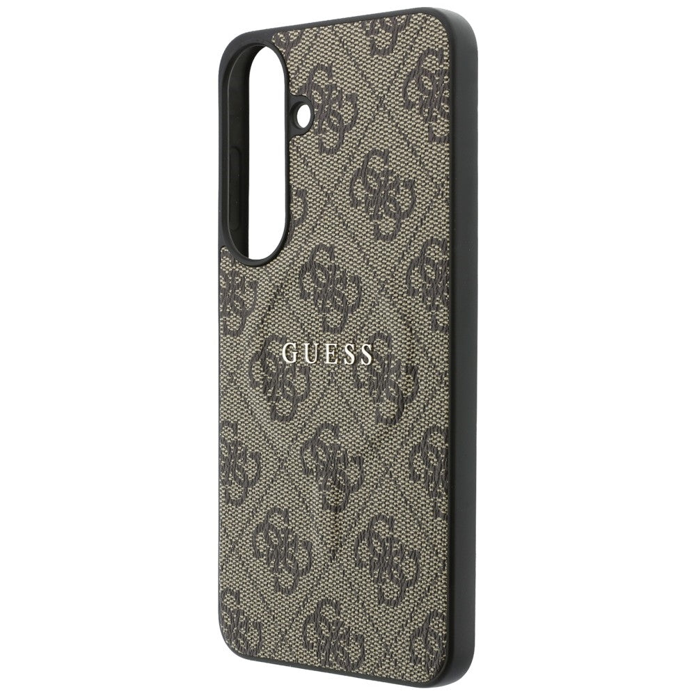 Funda MagSafe para Samsung Galaxy S26 FE S741, Guess, 4G Embossed Ring Classic Logo, Marrón