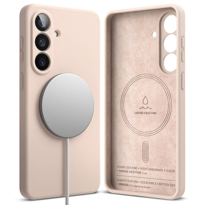 Funda MagSafe para Samsung Galaxy S26 Plus, Ringke, Silicona, Rosa