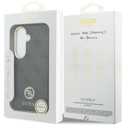 Funda MagSafe para Samsung Galaxy S26 Plus S947, Guess, 4G Rhinestone Round Logo, Negra